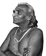 Black-and-white portrait of B.K.S. Iyengar